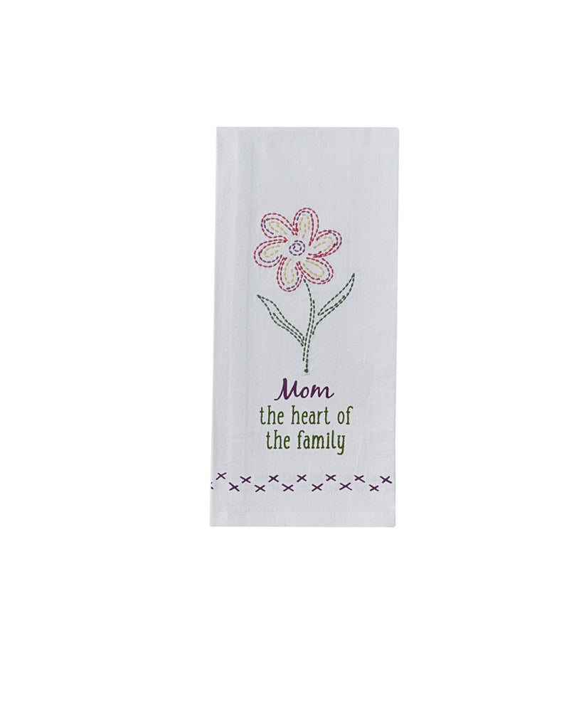 MOM THE HEART EMBROIDERED DISHTOWEL