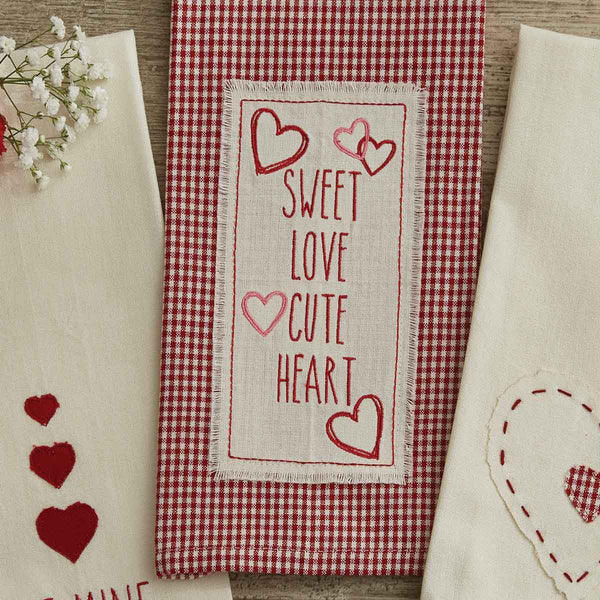 SWEET LOVE EMBROIDERED APPLIQUE DISHTOWEL