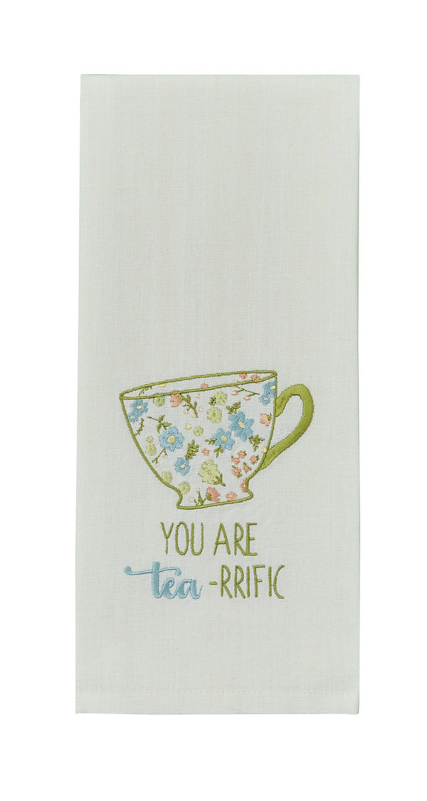 YOU ARE TEA-RRIFIC EMBROIDERED DISHTOWEL