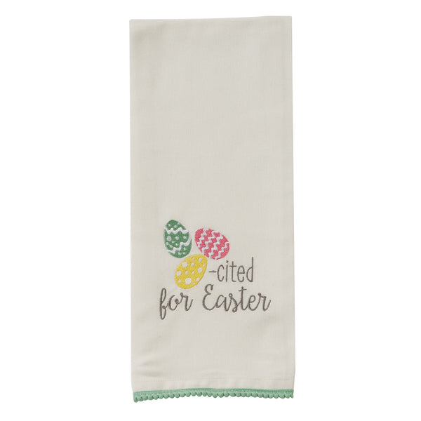 EGG-CITED FOR EASTER EMBROIDERED DISHTOWEL