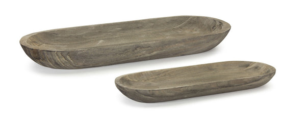 Oval Wood Tray Set