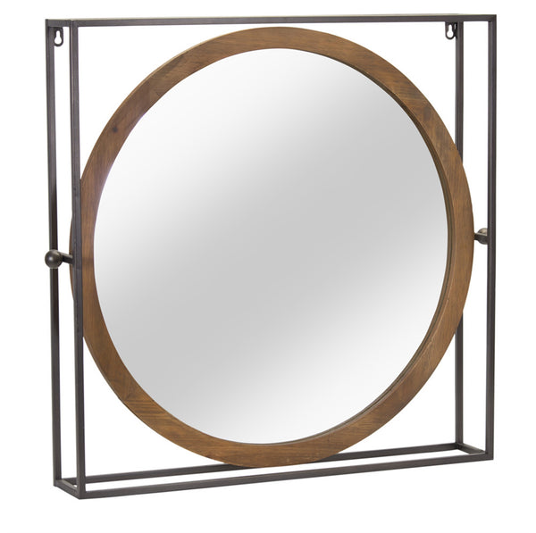 Round Mirror in Square Frame