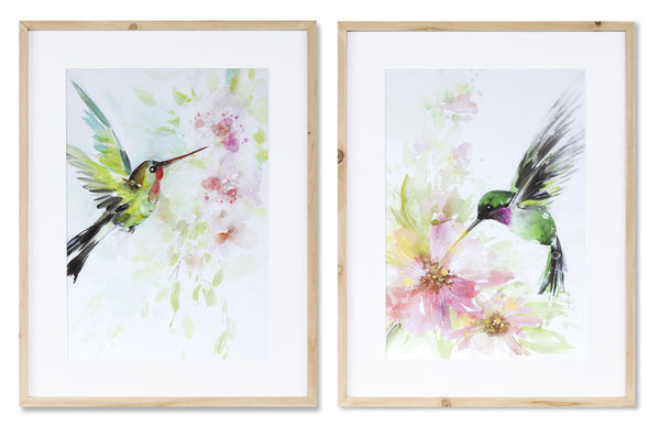 Hummingbird Watercolor Wall Art Set