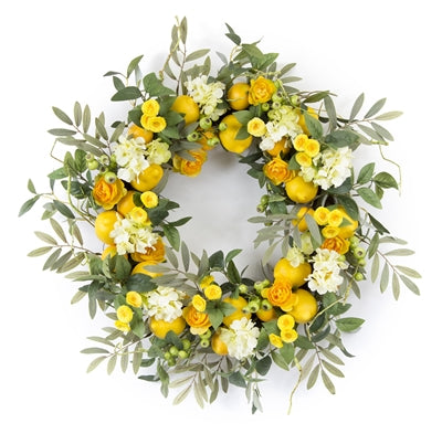 LEMON/FLORAL WREATH 28"D FOAM/PLASTIC