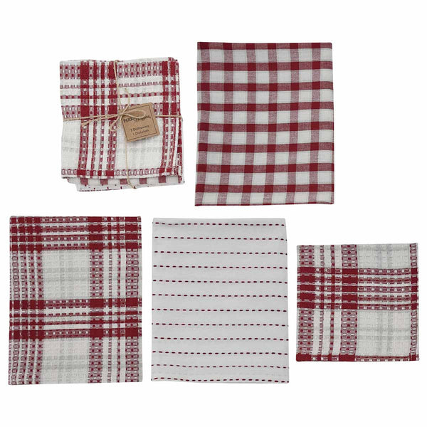 PEPPERMINT PLAID 3 DISHTOWEL & 1 DISHCLOTH SET