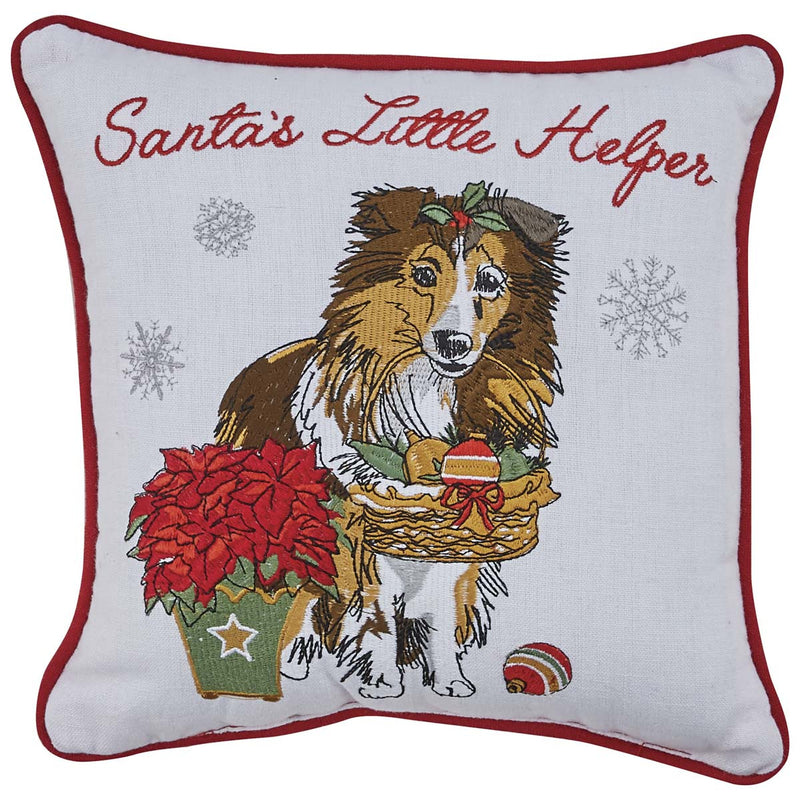 HOLIDAY KISSES COLLIE 10" PILLOW