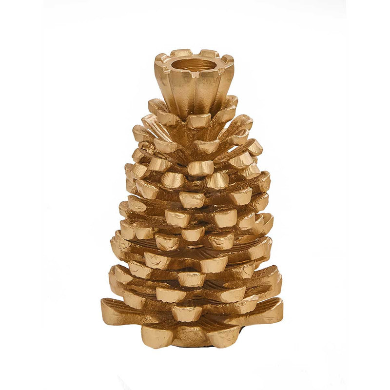 PINECONE TAPER HOLDER 5" - GOLD