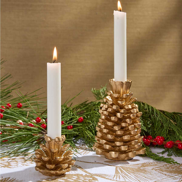 PINECONE TAPER HOLDER 2.5" - GOLD