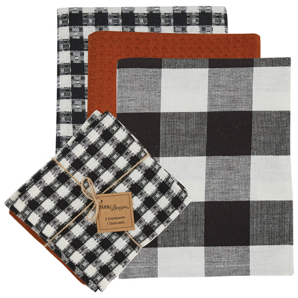 AUTUMN CHECKERBOARD 3 DISHTOWEL&1 DISHCLOTH SET