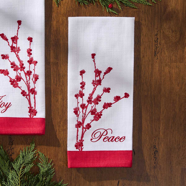 BERRY ELEGANCE PEACE EMBROIDERED DISHTOWEL