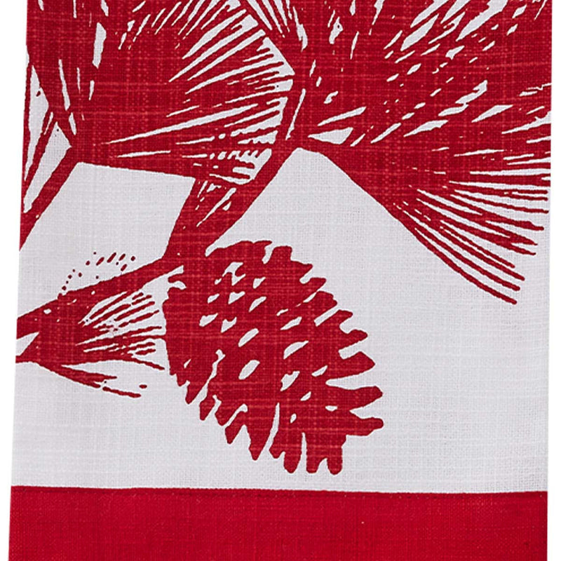 CRANBERRY BORDERED PINECONE DISHTOWEL