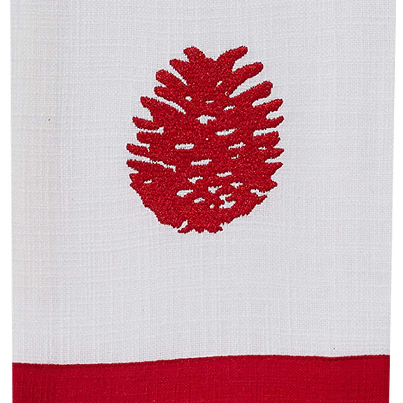 CRANBERRY EMBROIDERED PINECONE DISHTOWEL