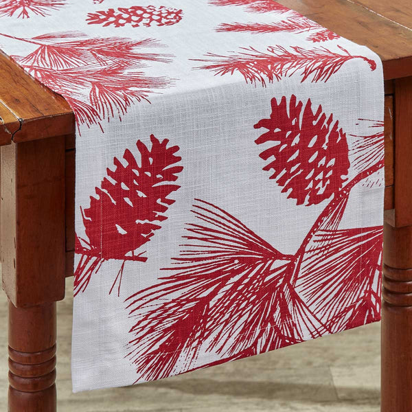 CRANBERRY PINECONE TABLE RUNNER 36"L