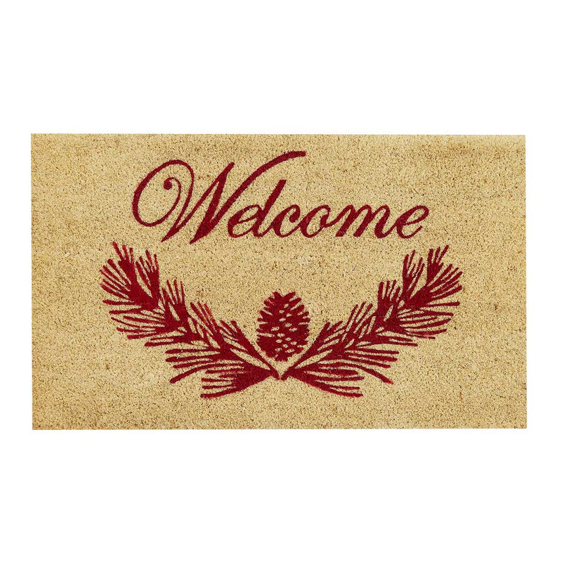 CRANBERRY PINECONE WELCOME DOORMAT