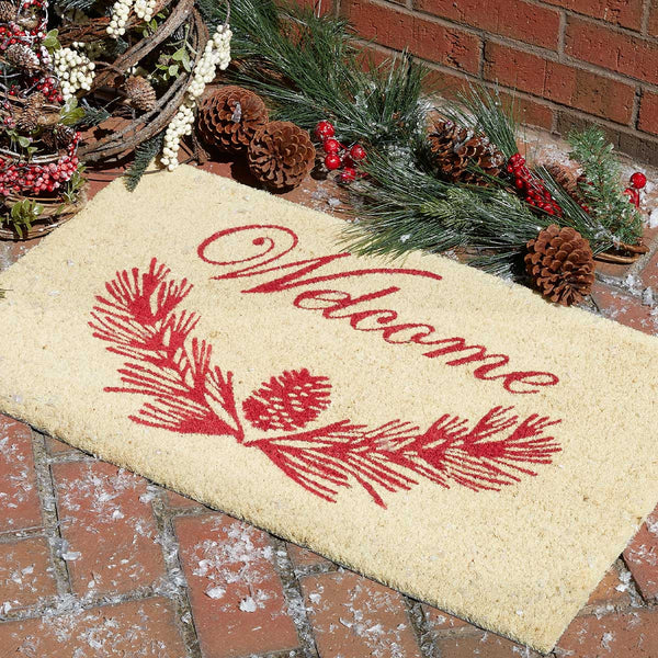 CRANBERRY PINECONE WELCOME DOORMAT