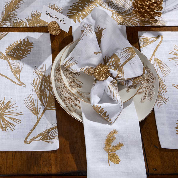 GOLD EMBROIDERED PINECONE NAPKIN