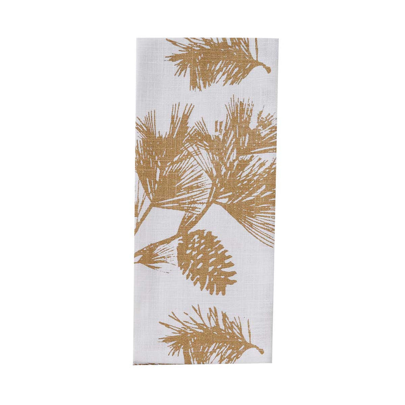 GOLD BORDERED PINECONE DISHTOWEL