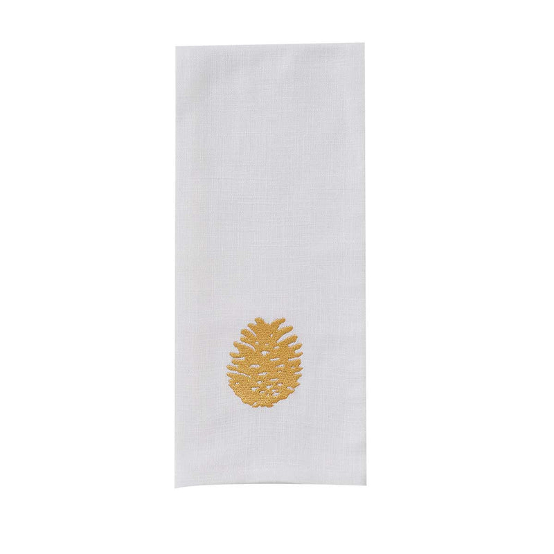 GOLD EMBROIDERED PINECONE DISHTOWEL