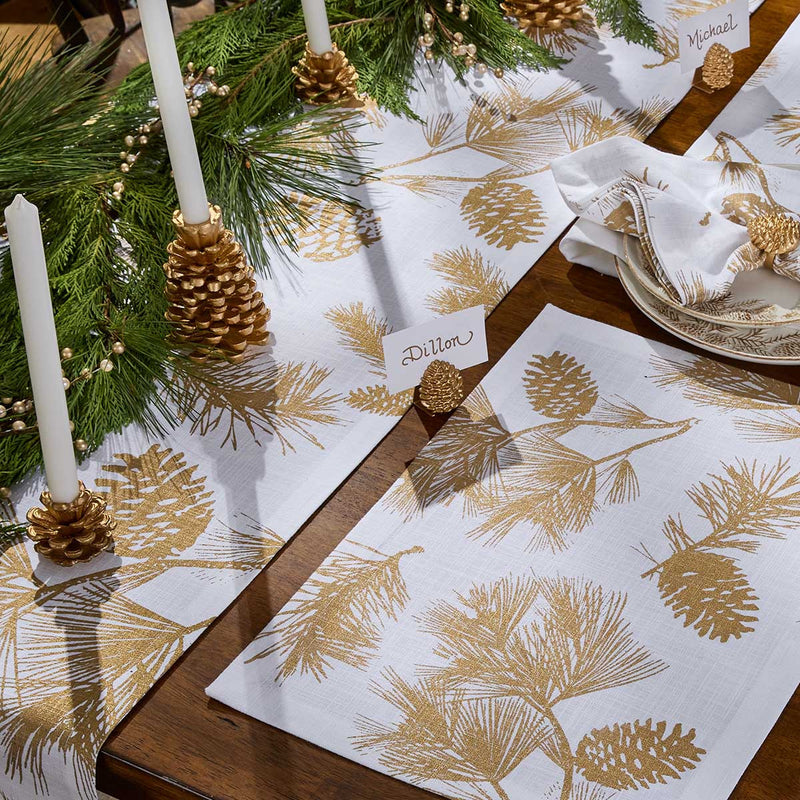 GOLD PINECONE TABLE RUNNER 36"L