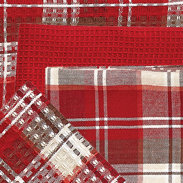 FIRESIDE PLAID 3 DISHTOWEL/1 DISHCLOTH SET