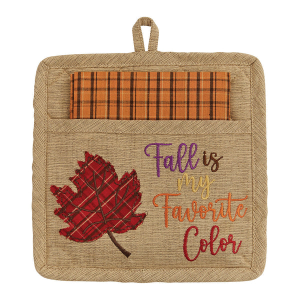 SEPTEMBER LEAVES POCKET POTHOLDER SET