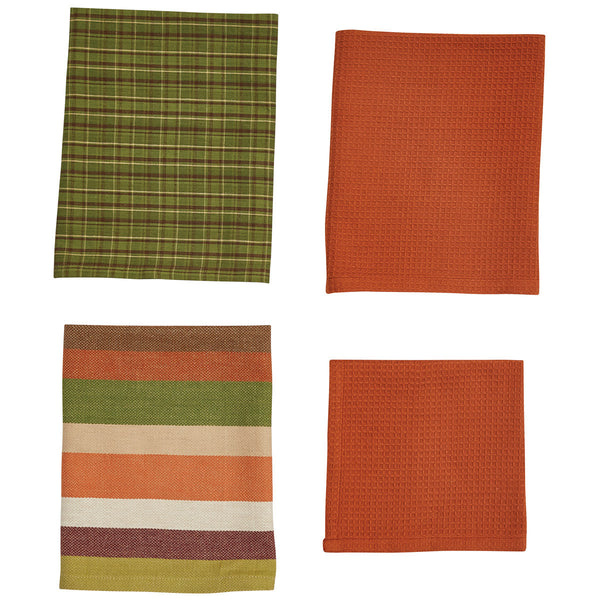 FALL COLORS 3 DISHTOWEL/1DISHCLOTH SET