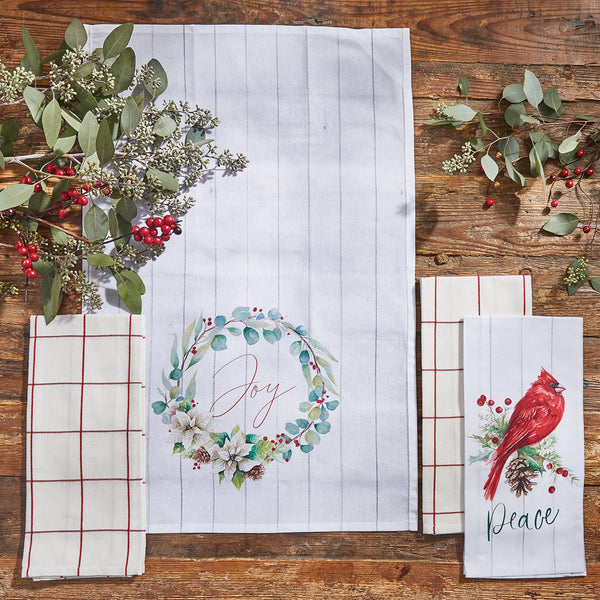 POINSETTIA PINE 2 DISHTOWEL SET - CARDINAL