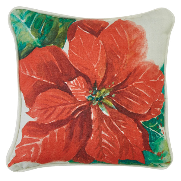 POINSETTIA PINE RED POINSETTIA PILLOW 10"