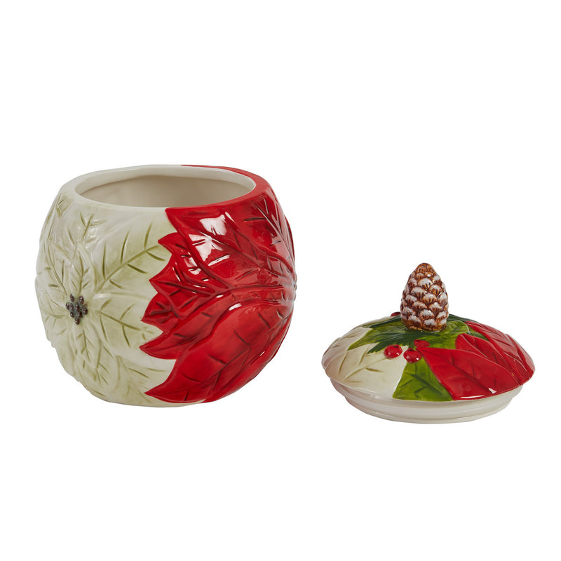 POINSETTIA PINE COOKIE JAR