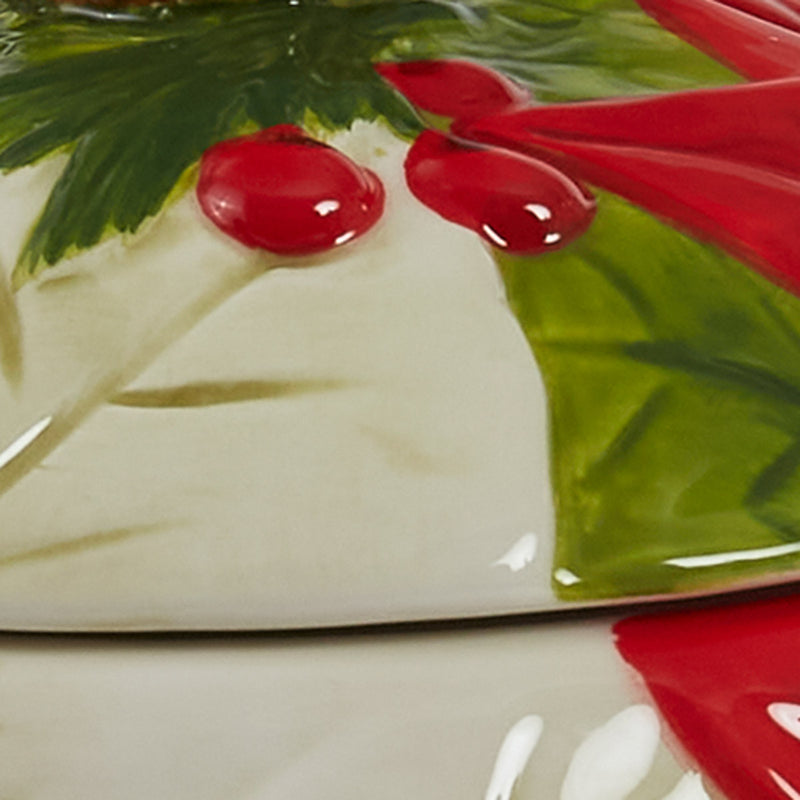 POINSETTIA PINE COOKIE JAR