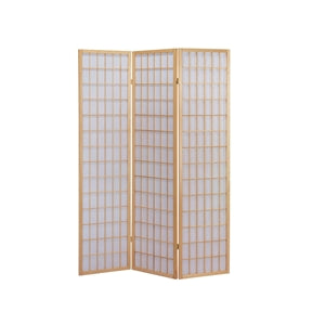 3-Panel Wooden Room Divider Japanese Shoji Screen in Natural