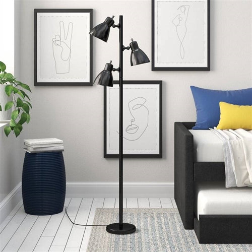 64-inch Black 3-Light Tree Lamp Spotlight Floor Lamp