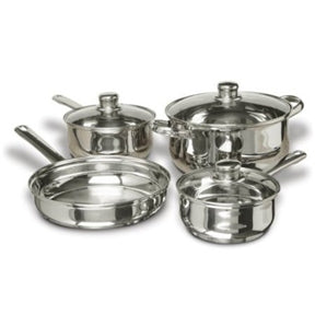 7-Piece Stainless Steel Cookware Set with Tempered Glass Lids