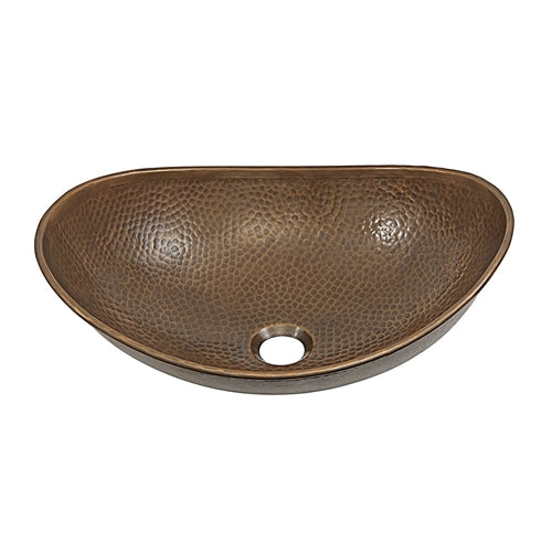 Hammered Copper Bath Vessel Sink Oval 19 x 14 inch