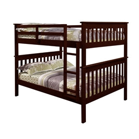 Solid Wood Full Over Full Bunk Bed in Cappuccino Finish