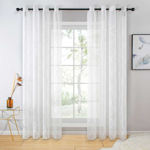 Sheer Curtain Panel White Window Treatments - Dolce Mela - Toulouse