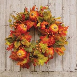 Fall Leaves, Berries & Pumpkins Wreath