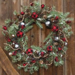 Buffalo Gingham Country Holiday Wreath, 24"