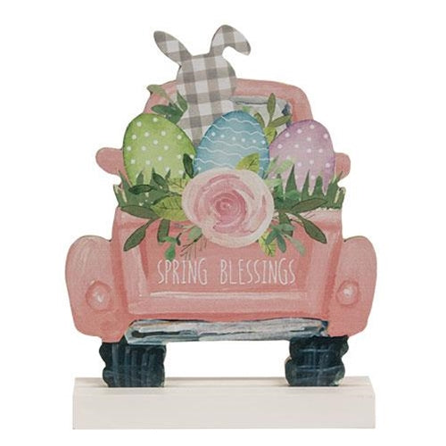 Spring Blessings Wooden Truck on Base