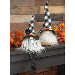 Buffalo Check Witch Hat Dangle Leg Gnome