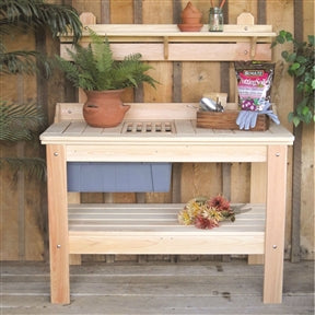 Wooden Potting Bench Garden Table - Made in USA