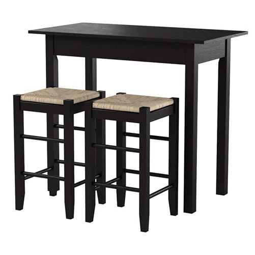 3 Piece Espresso Dining Set with Table and 2 Backless Stools