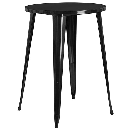 Modern 30-inch Outdoor Round Metal Cafe Bar Patio Table in Black