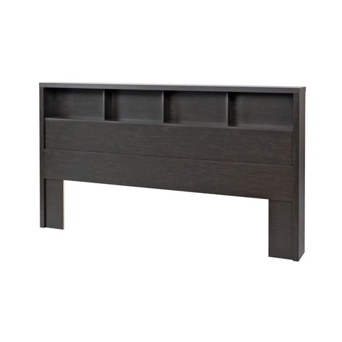 King Size Bookcase Headboard in Washed Black Wood Finish