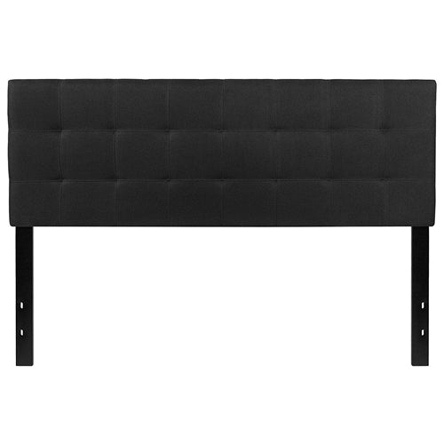 Queen Size Modern Black Fabric Upholstered Panel Headboard