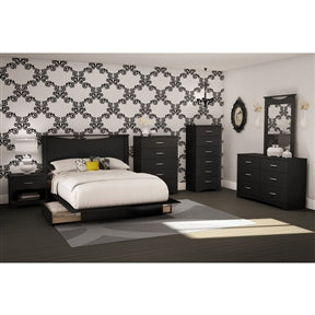 6-Drawer Dresser for Contemporary Bedroom in Black Finish