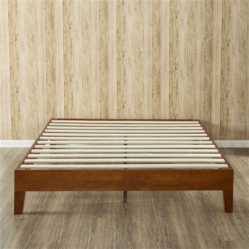 Twin size Low Profile Wooden Platform Bed Frame in Cherry Finish