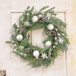 White Christmas Wreath, 24"